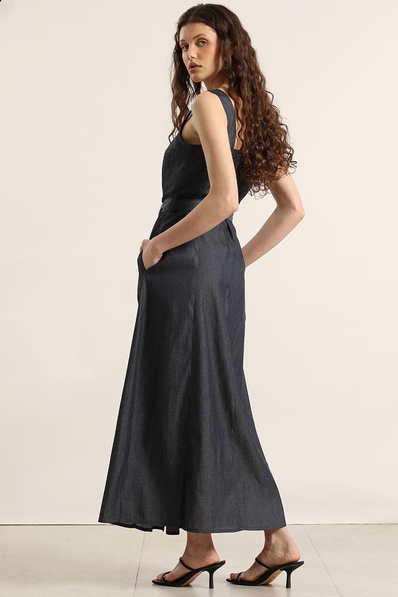 Vestido midi efecto denim, indigo Liola-4