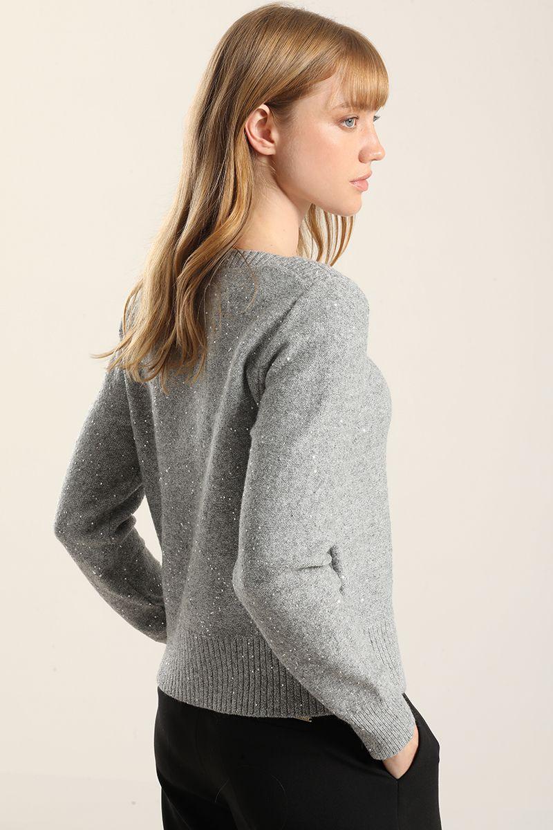 Jersey Punto Microlentejuelas, Gris Liola-2