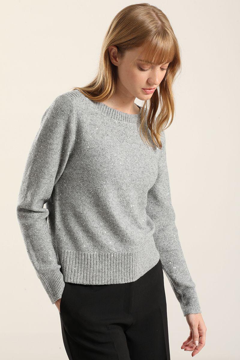 Jersey Punto Microlentejuelas, Gris Liola-3