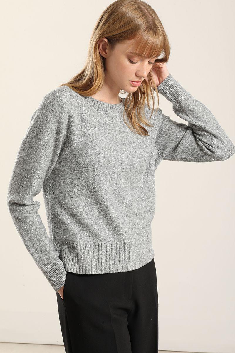 Jersey Punto Microlentejuelas, Gris Liola-5