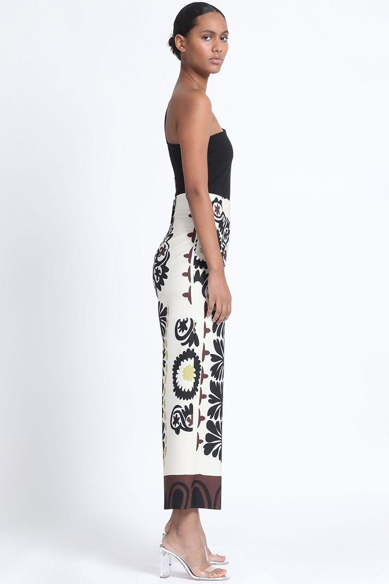 Pantalon Ancho Estampado Paño Beige Liola-3