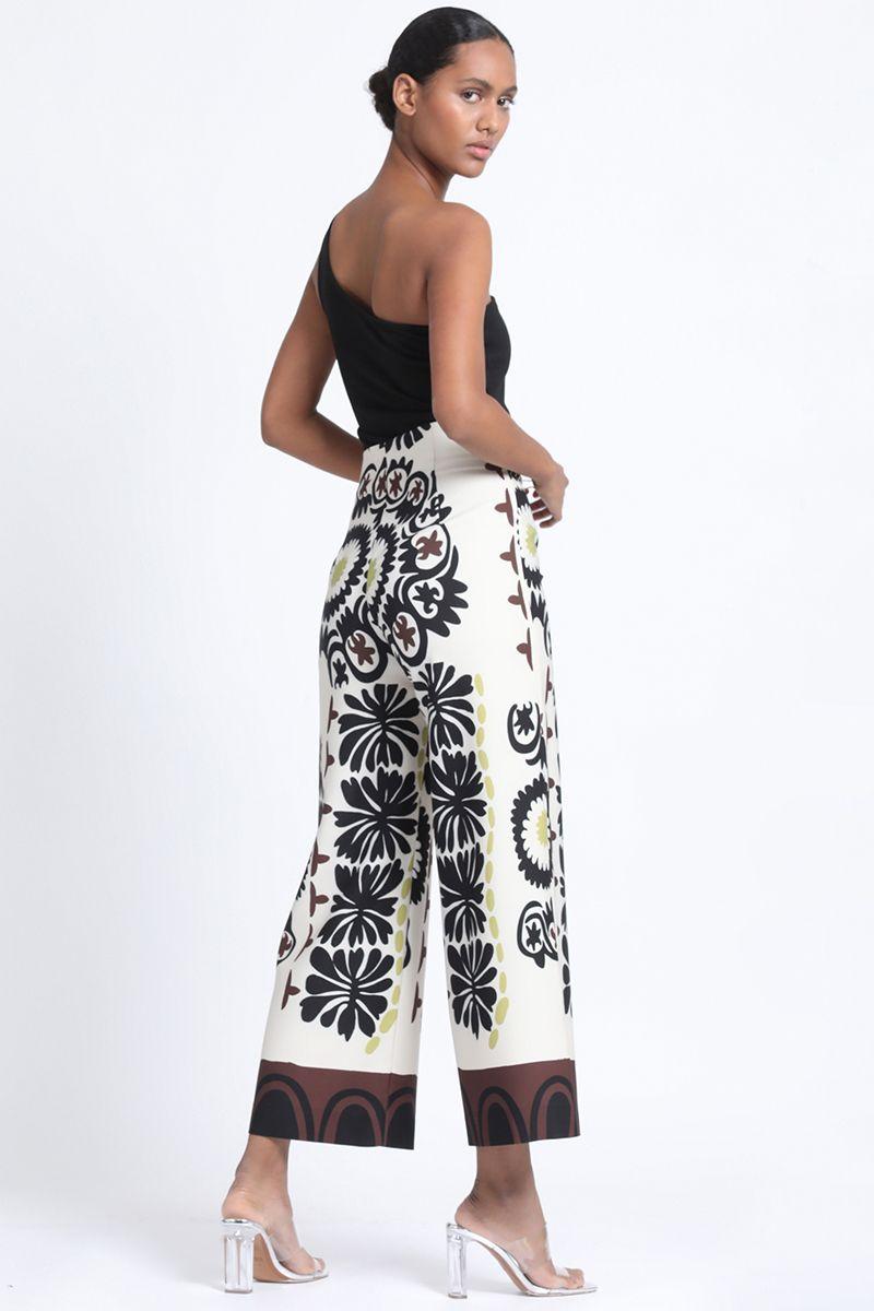 Pantalon Ancho Estampado Paño Beige Liola-5
