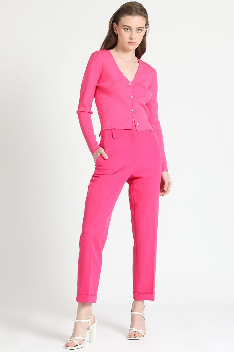 Jersey Tejido Boton Joya, Fucsia Liola-6