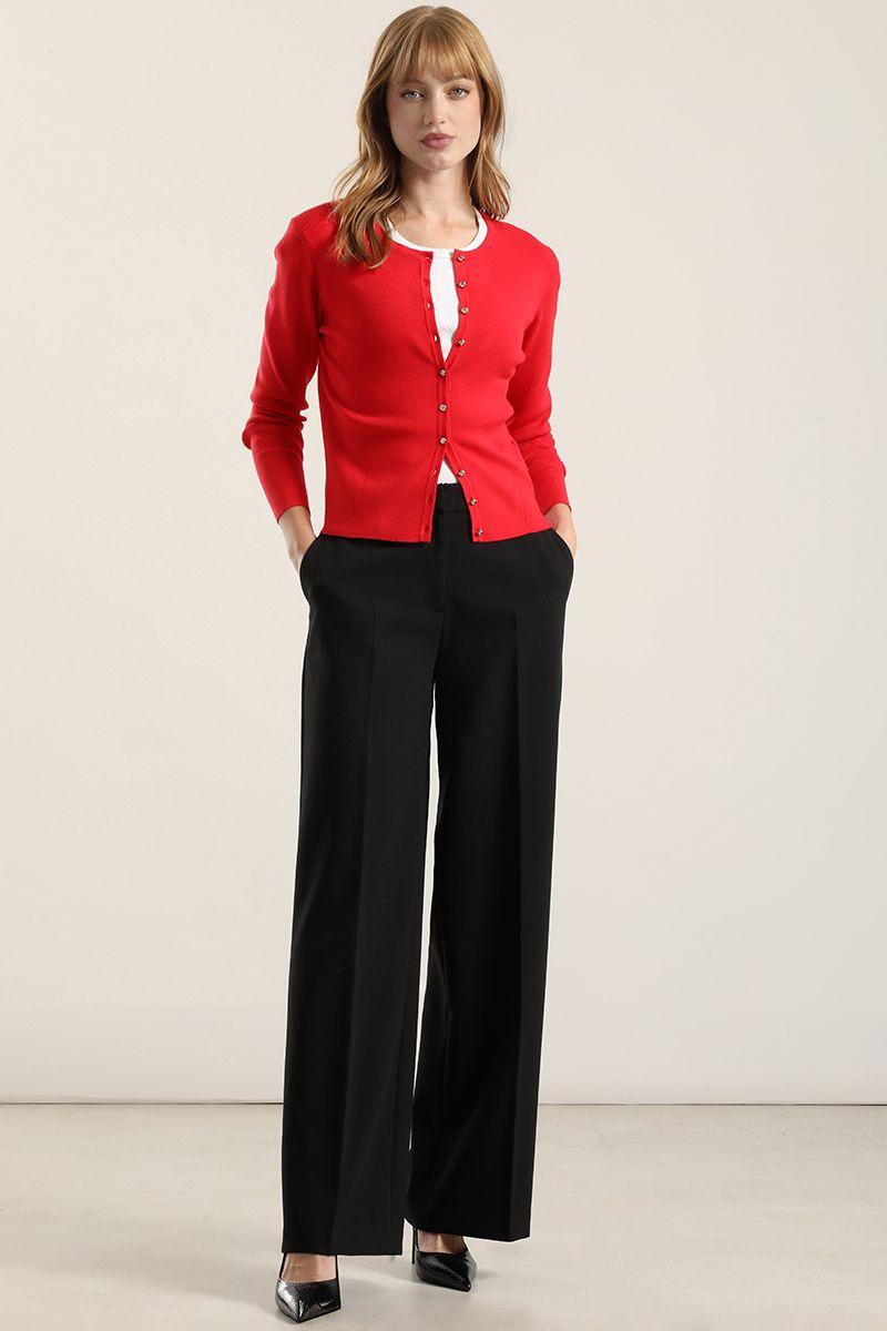 Cardigan basico punto, rojo Liola-0