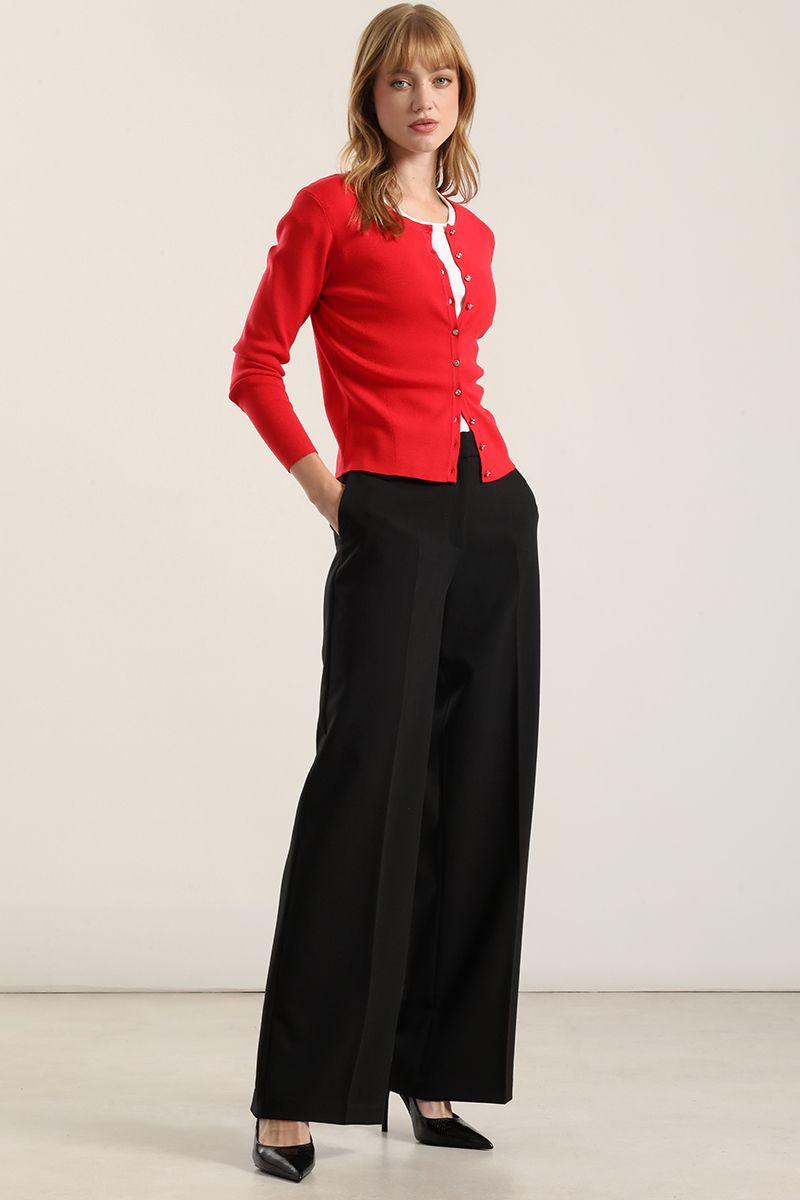 Cardigan basico punto, rojo Liola-5