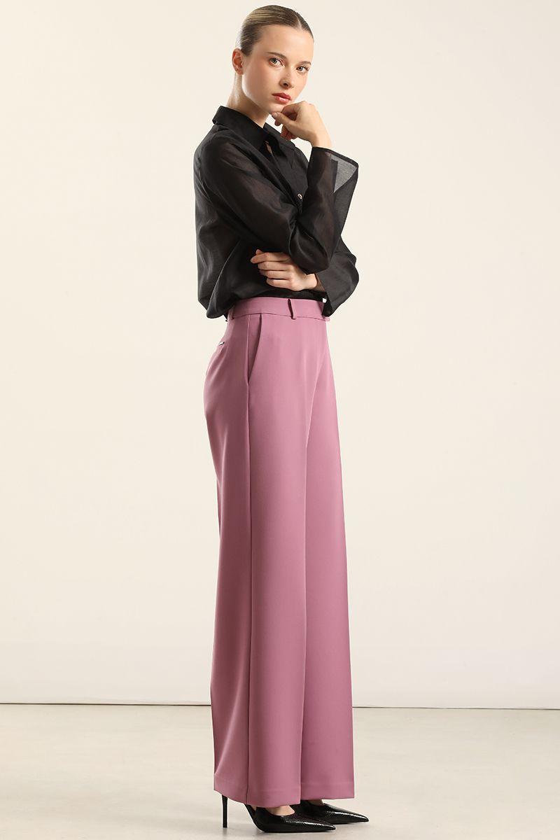 Pantalón recto, tiro alto, rosa Liola-2