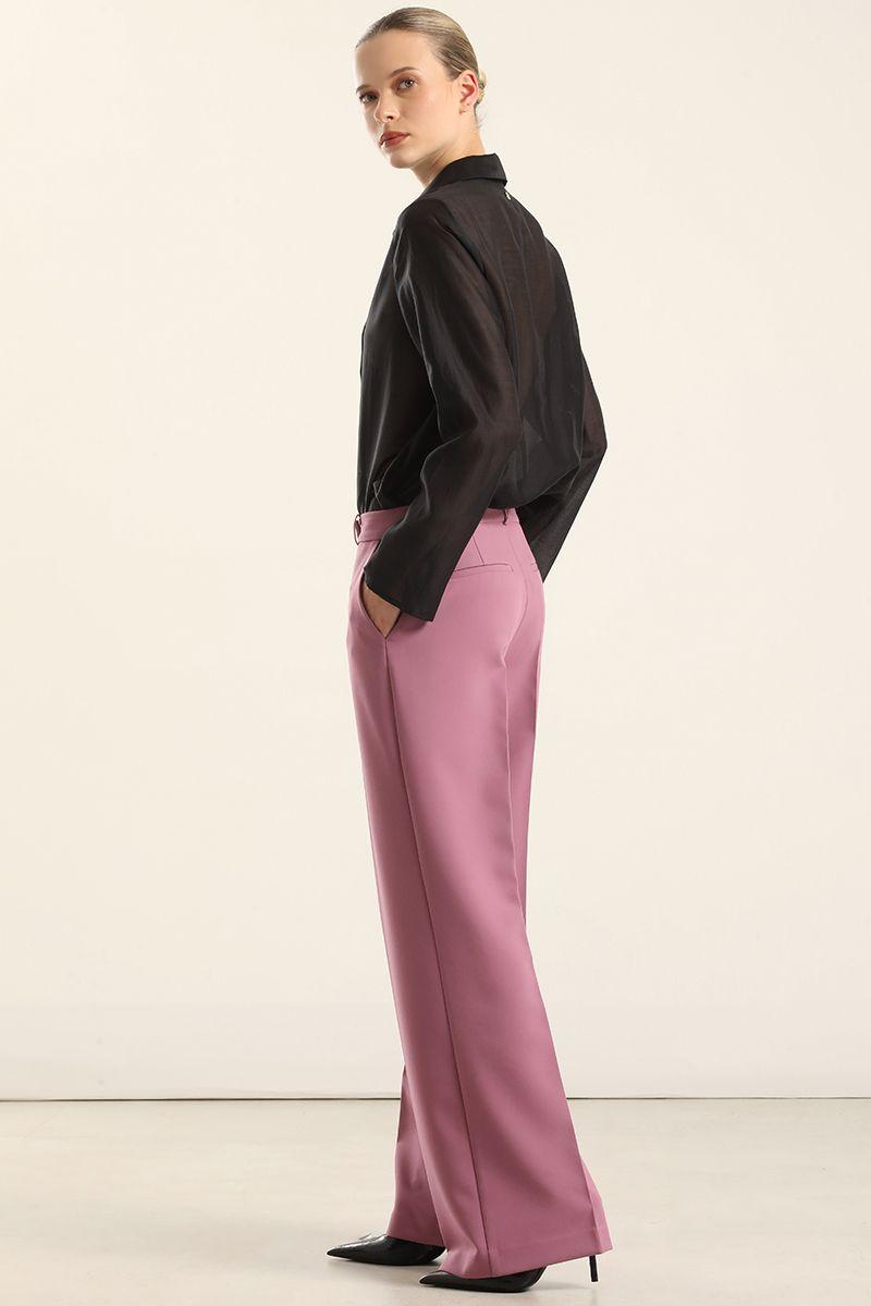 Pantalón recto, tiro alto, rosa Liola-3