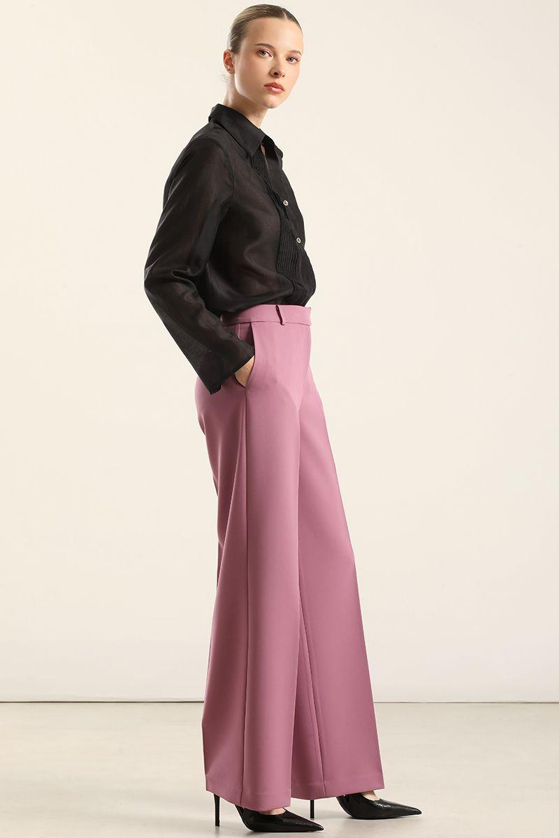 Pantalón recto, tiro alto, rosa Liola-5