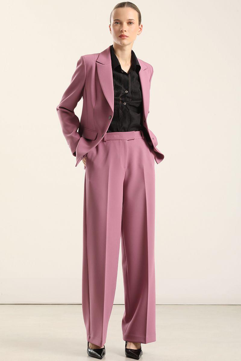 Pantalón recto, tiro alto, rosa Liola-1