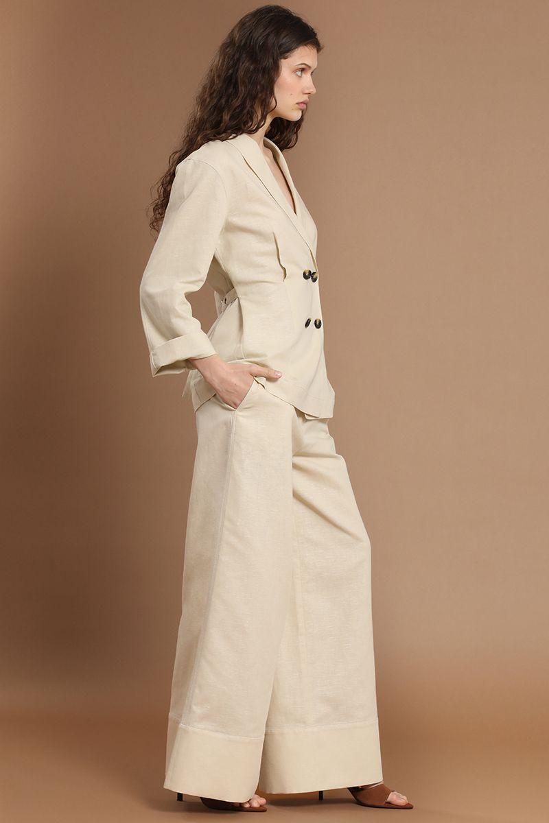 Blazer cruzado con cinturon, beige Liola-3
