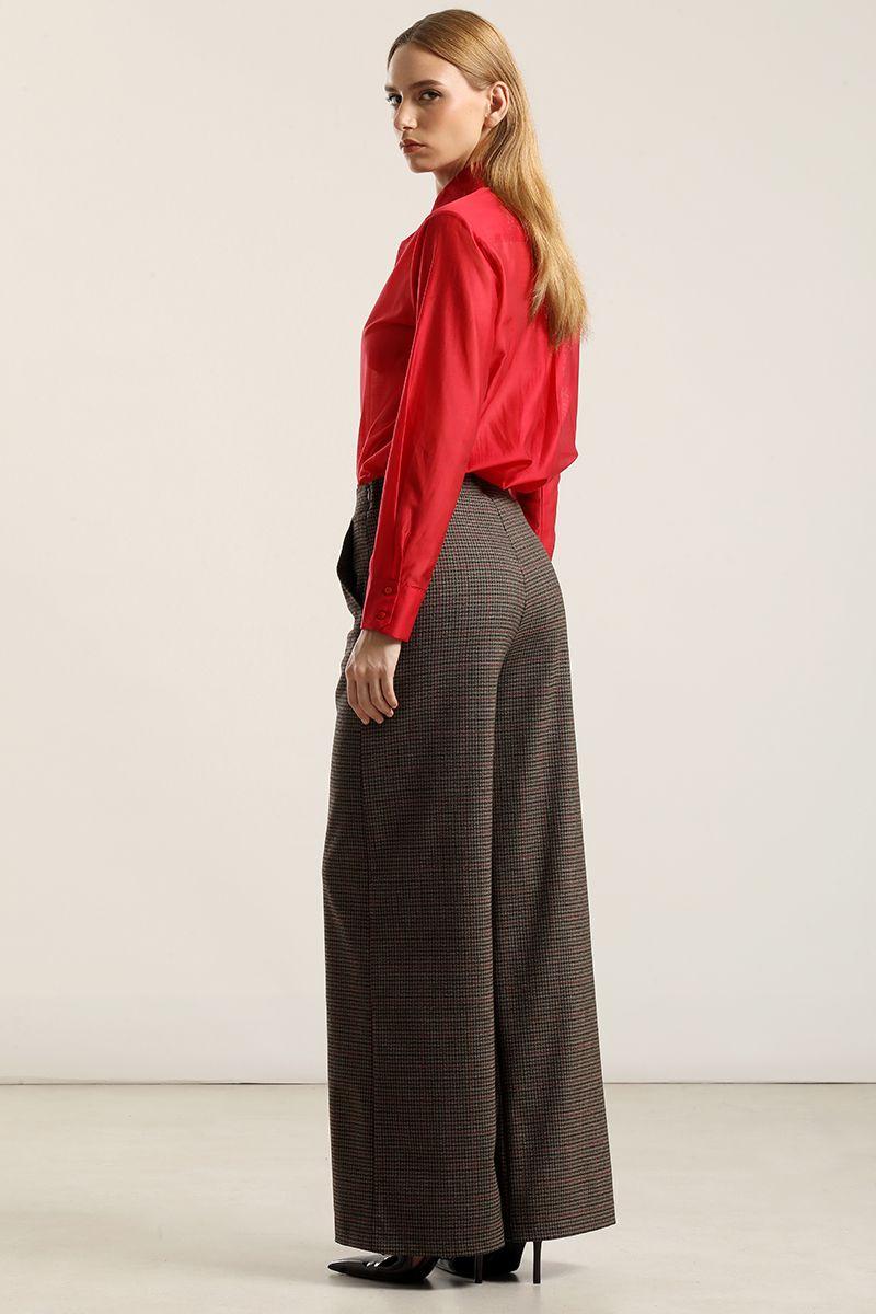 Pantalón ancho, tiro alto, café Liola-2