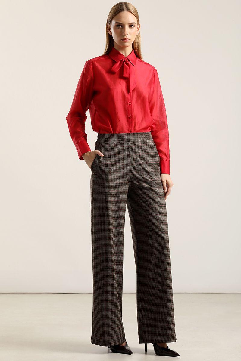 Pantalón ancho, tiro alto, café Liola-3