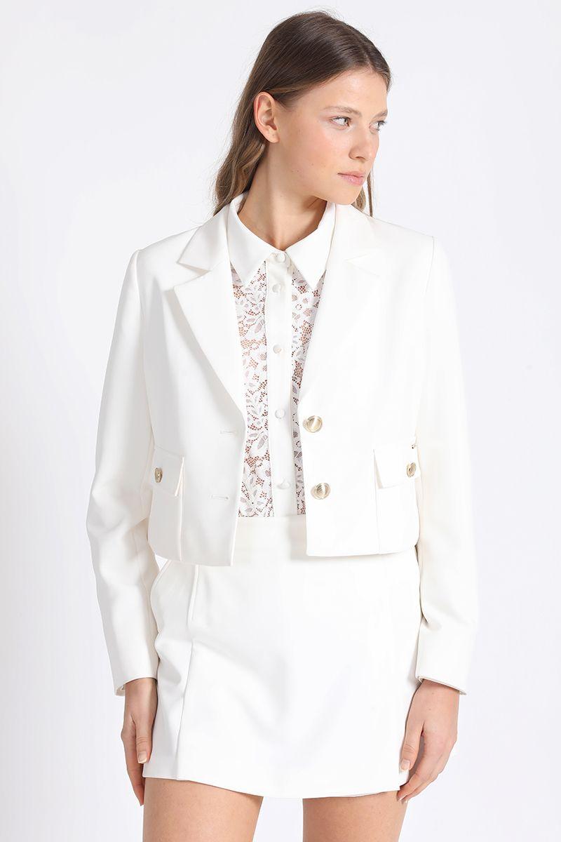 Blazer Crop Semi Entallado Crudo Liola-4