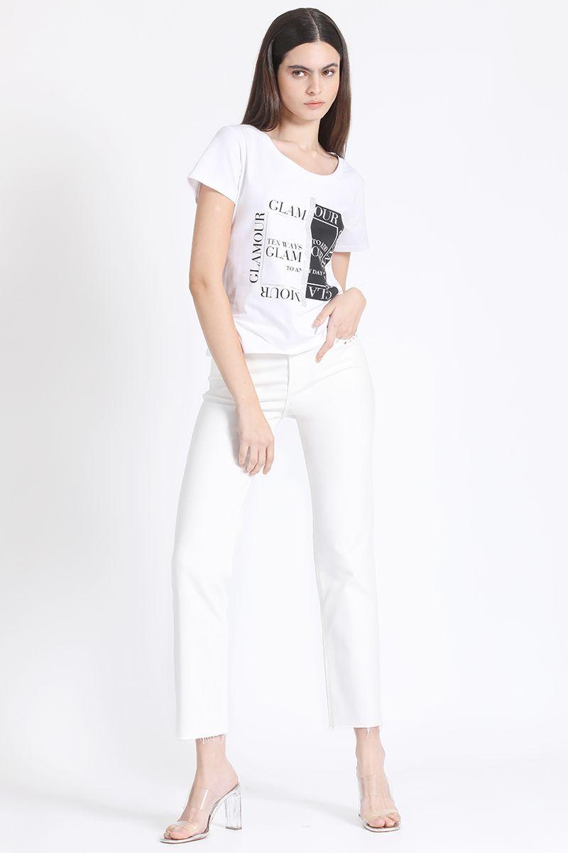 Polera Estampado Y Strass Crudo Liola-1