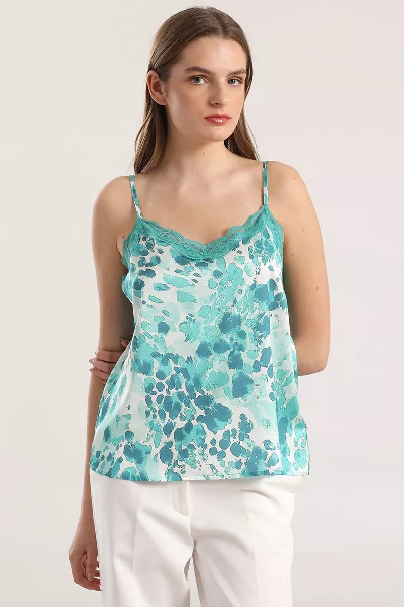 Top lencero estampado verde liola mujer-0