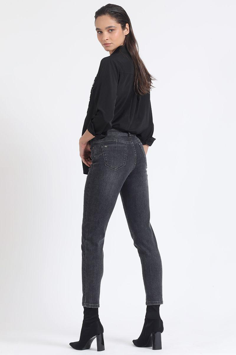 Jeans Skinny Push -Up Brillos, Tiro Medio, Grafito Liola-4