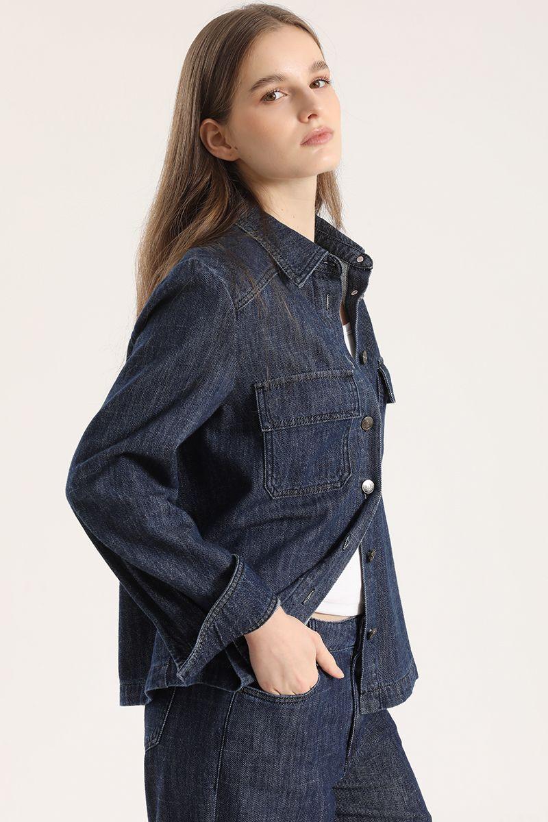 Sobrecamisa recta denim Liola mujer azul-0