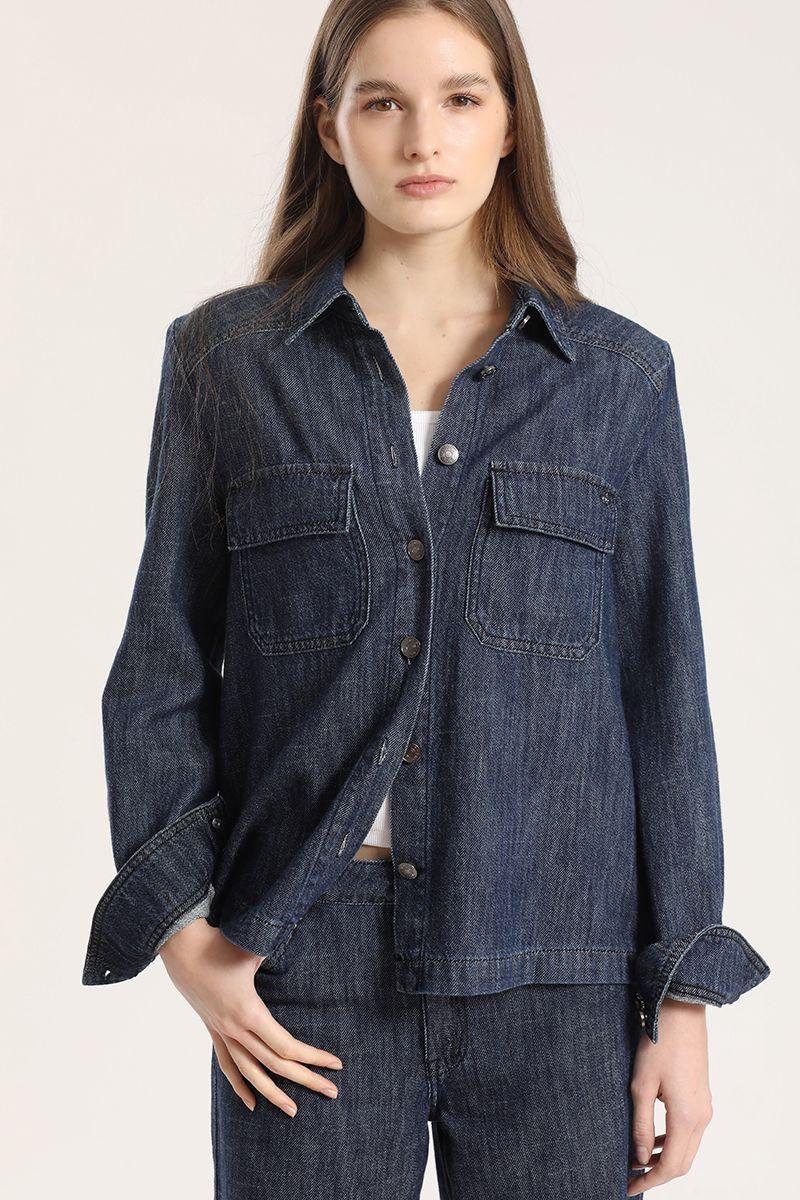 Sobrecamisa recta denim Liola mujer azul-1