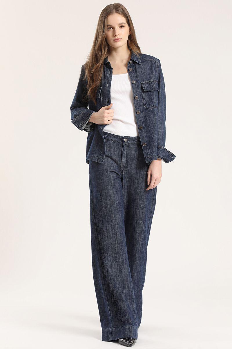 Sobrecamisa recta denim Liola mujer azul-3