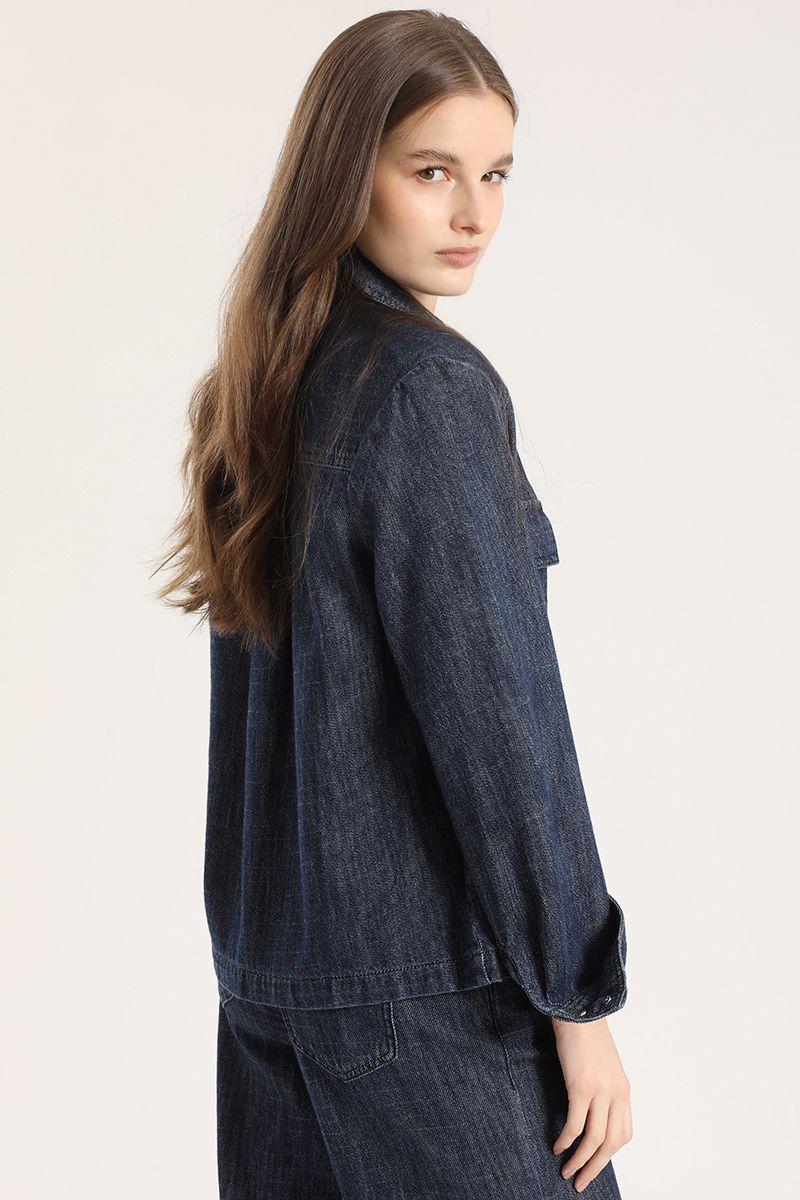 Sobrecamisa recta denim Liola mujer azul-4