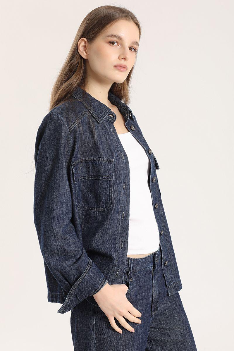 Sobrecamisa recta denim Liola mujer azul-6