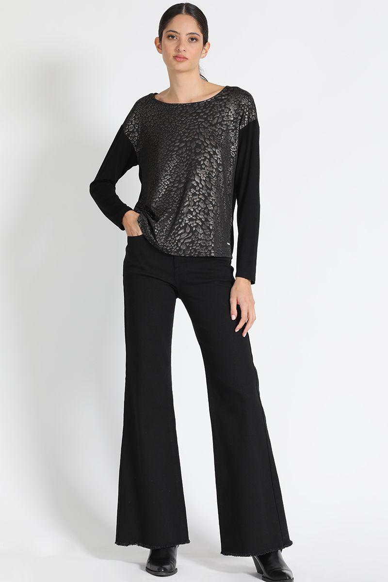 Polera Estampado Animal Negro Liola-1