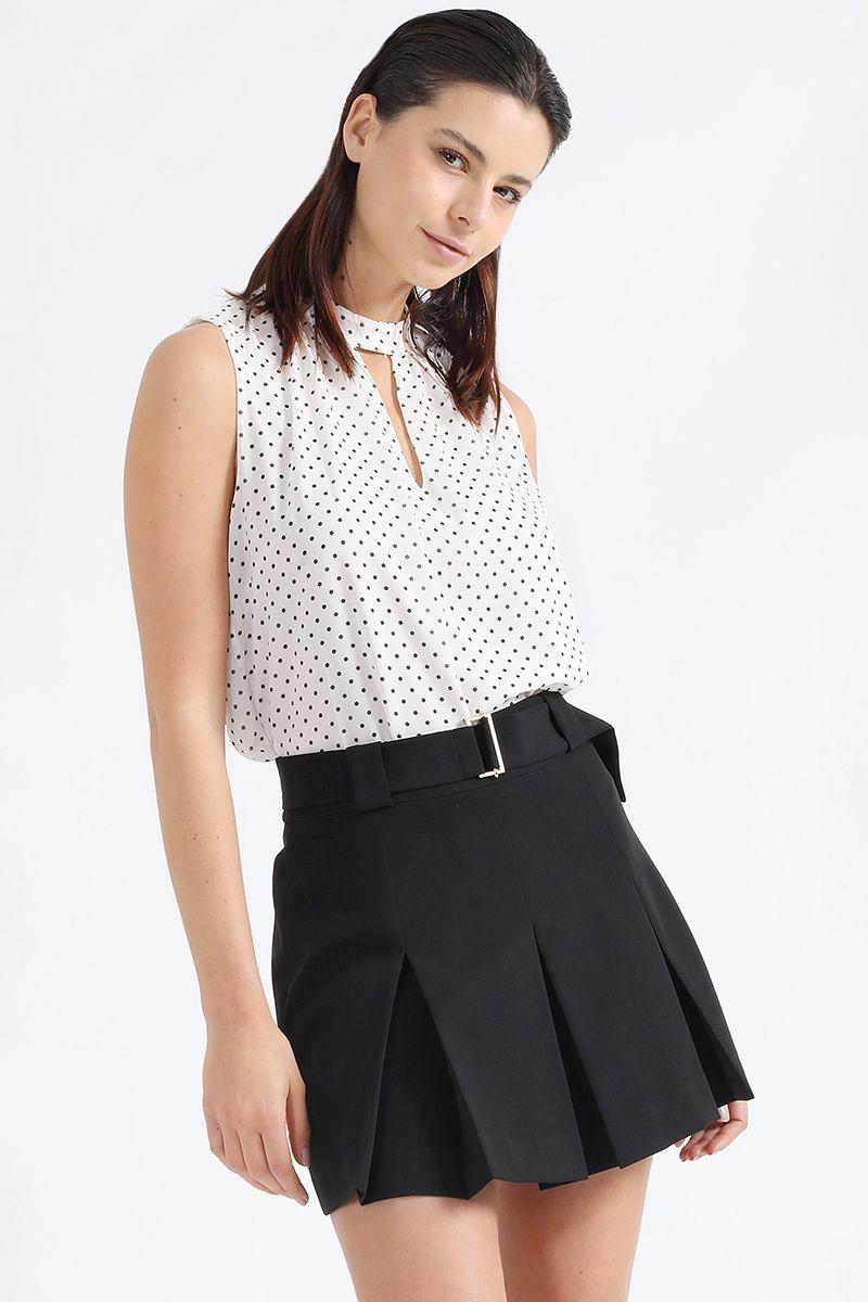 Falda Short Mini, Tiro Alto, Tablon Negro Liola-0