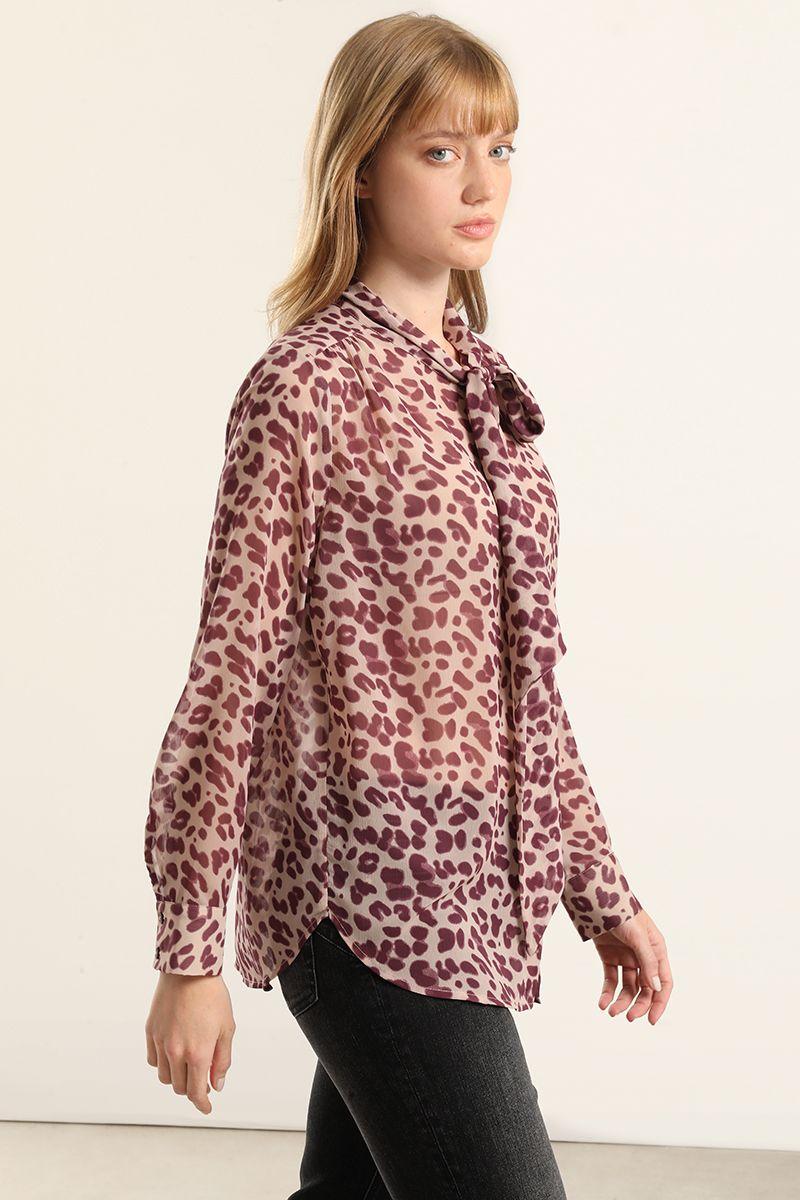 Blusa Estampado Animal Print, Burdeo Liola-2