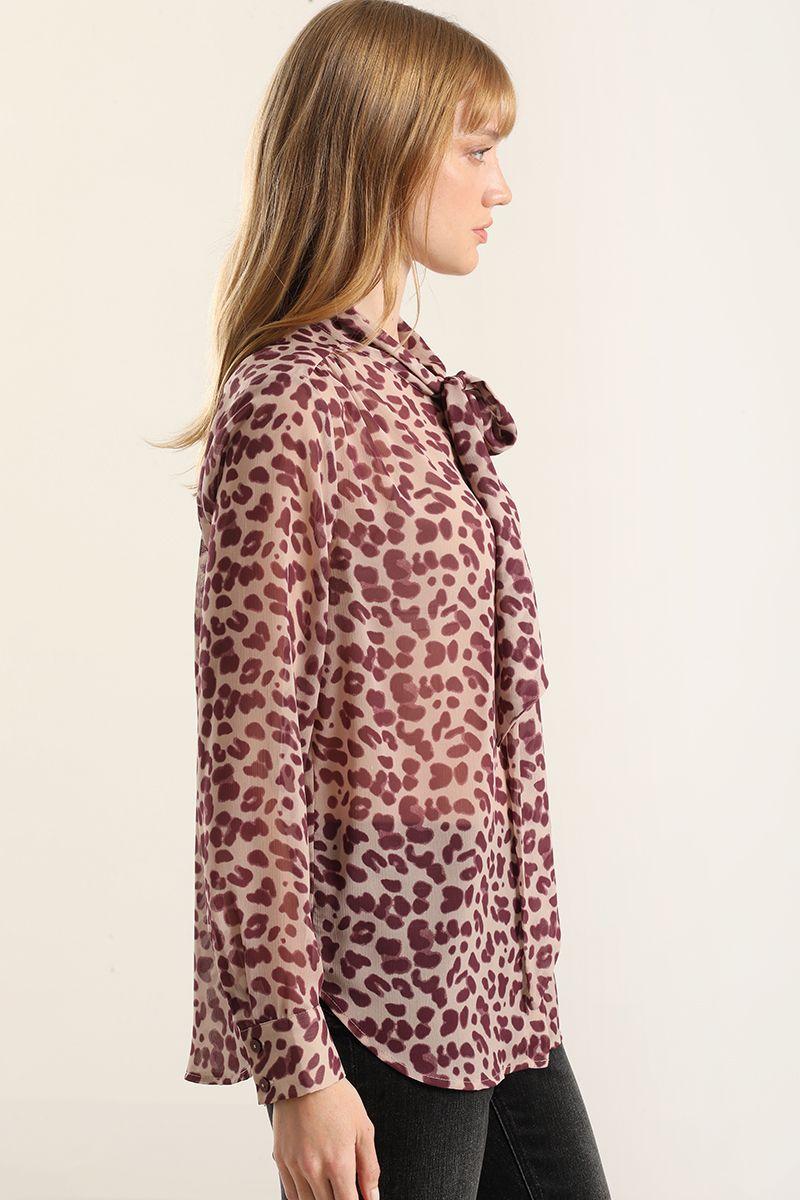 Blusa Estampado Animal Print, Burdeo Liola-4