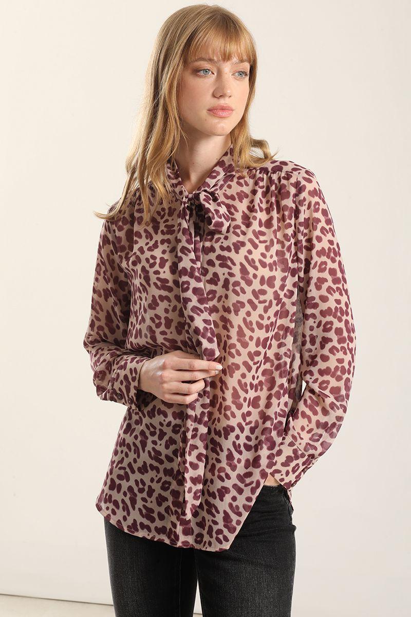 Blusa Estampado Animal Print, Burdeo Liola-5