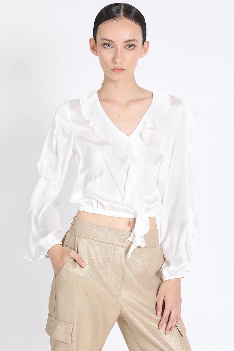 Blusa Escote Vuelos Crudo Liola-0