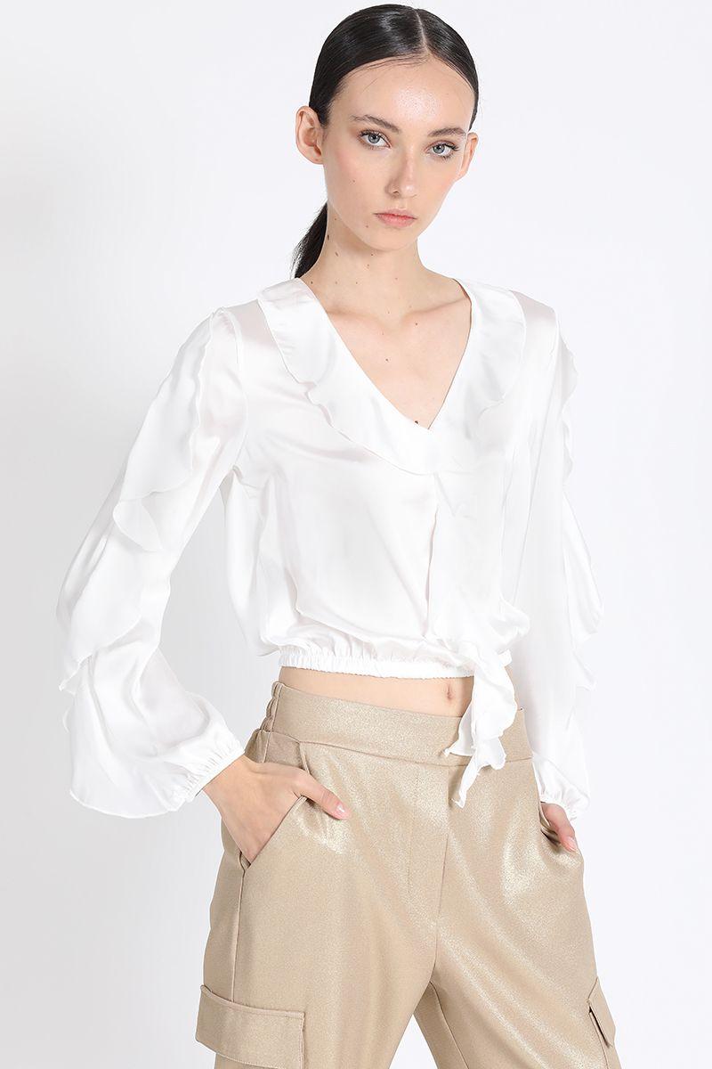 Blusa Escote Vuelos Crudo Liola-5