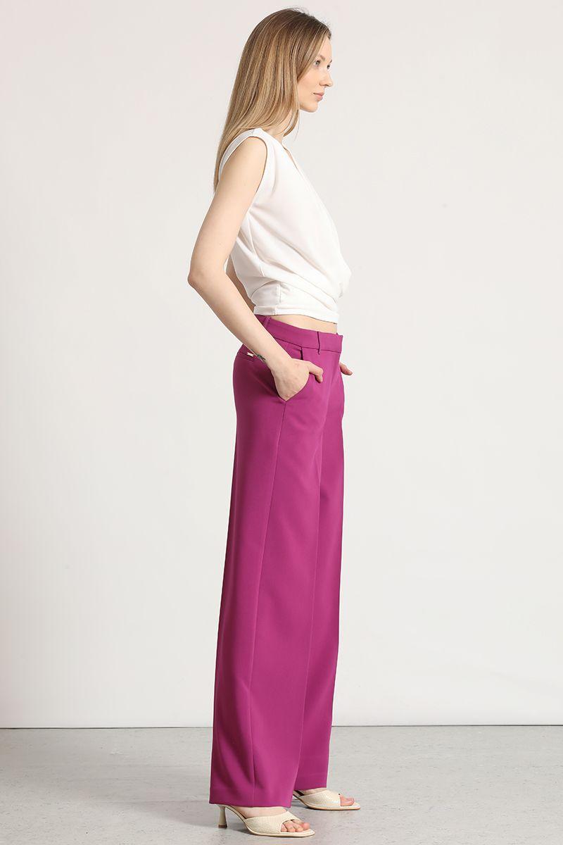 Pantalón ancho Liola mujer ciruela-1