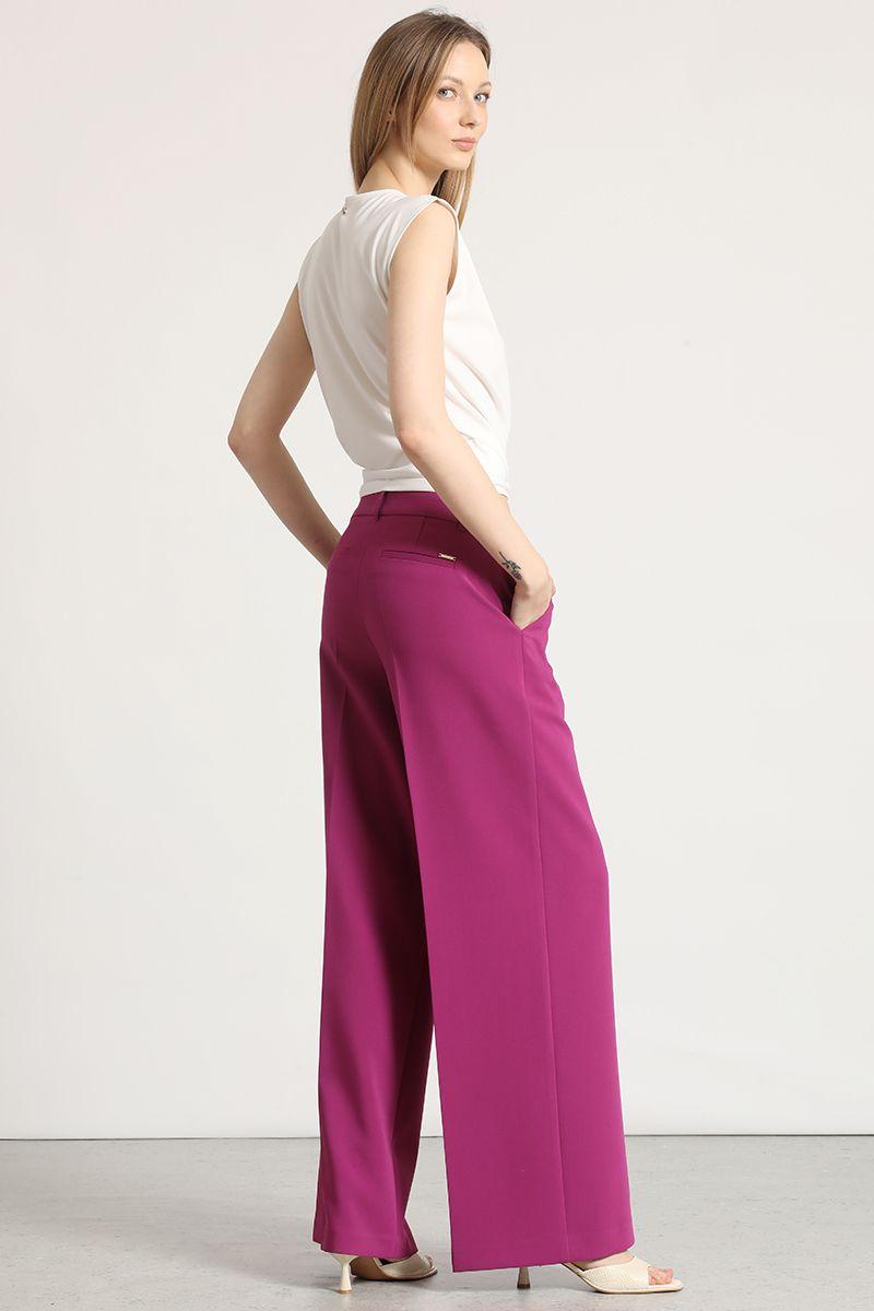 Pantalón ancho Liola mujer ciruela-2