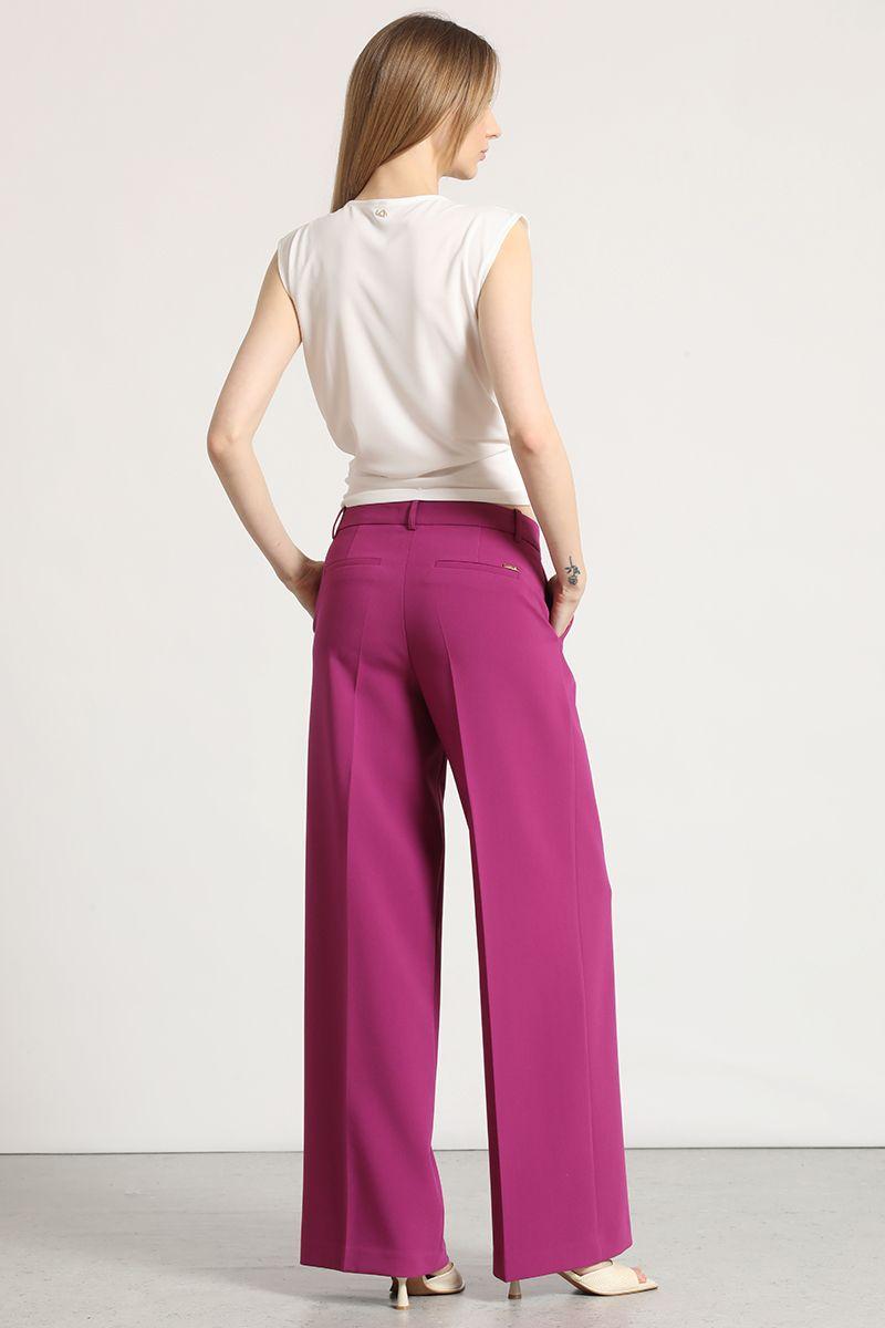 Pantalón ancho Liola mujer ciruela-3