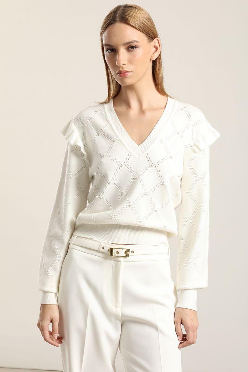 Jersey punto perlas, crudo Liola-0