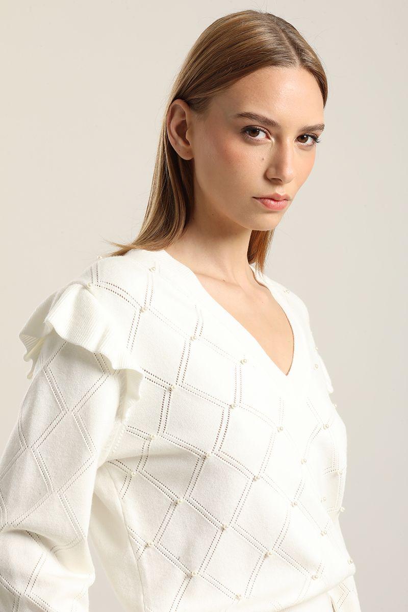 Jersey punto perlas, crudo Liola-2