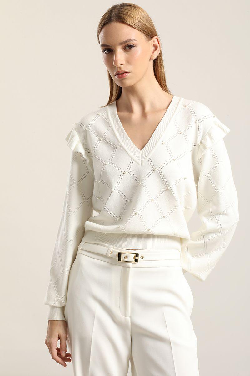 Jersey punto perlas, crudo Liola-6