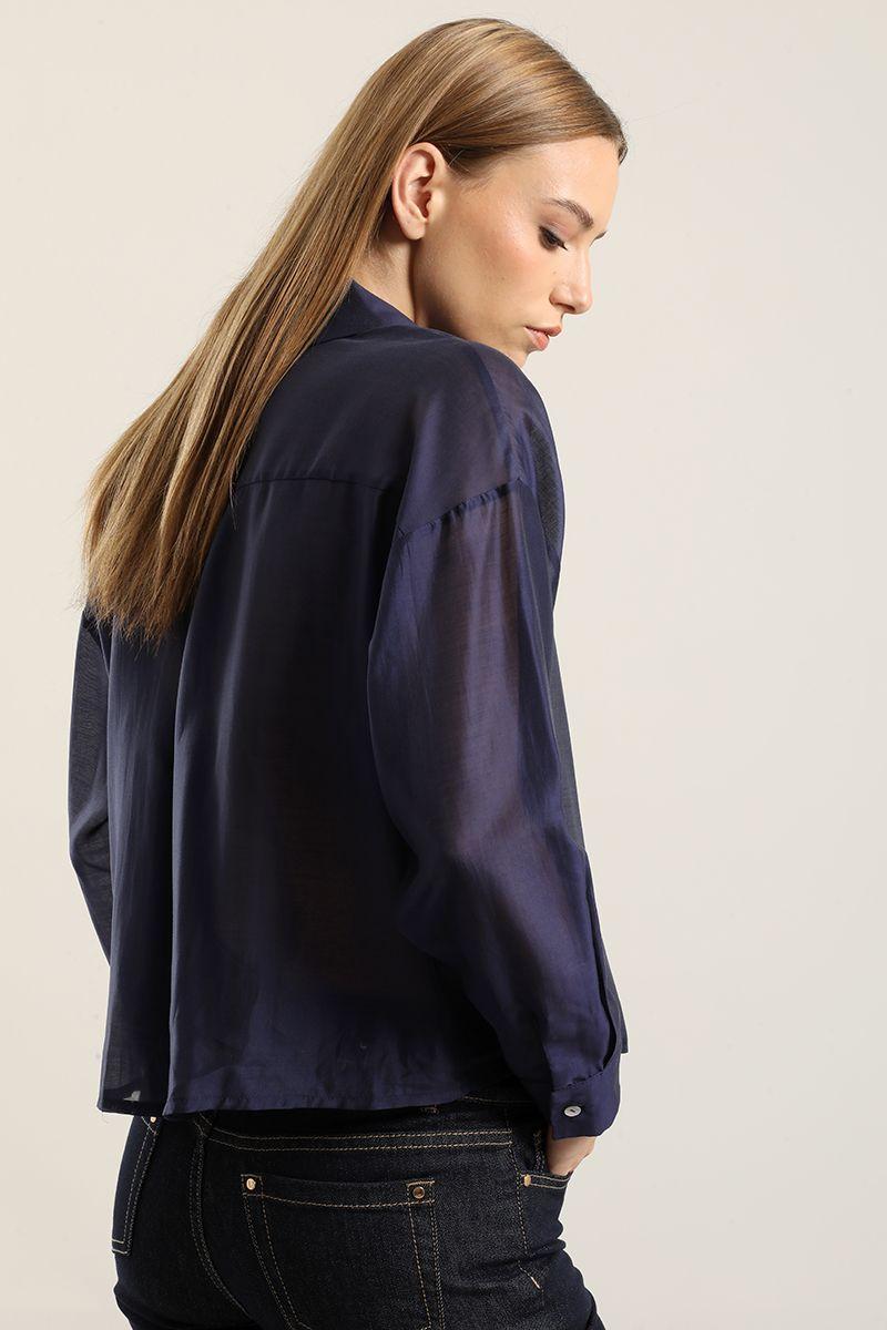 Blusa semi transparente, azul Liola-4