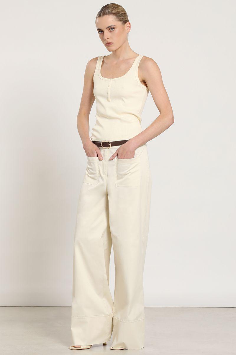 Pantalon palazzo, tiro alto, crudo Liola-4