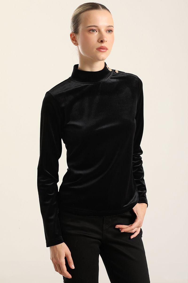 Top Velvet, Botones Fantasia, Negro Liola-3