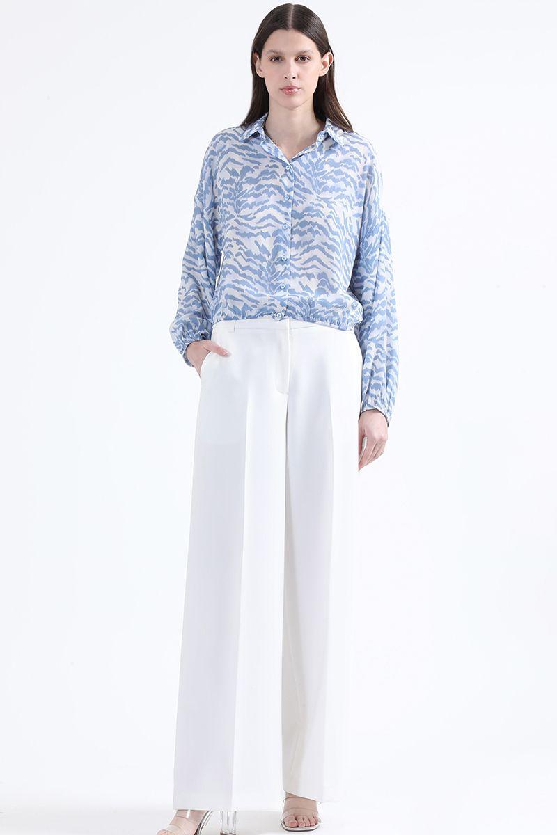 Blusa Cropped Estampado Animal, Azul, Colección Italia Liola-1
