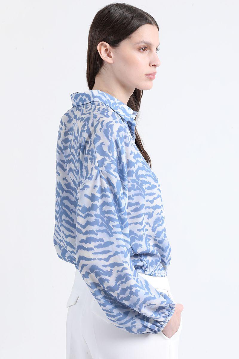 Blusa Cropped Estampado Animal, Azul, Colección Italia Liola-7