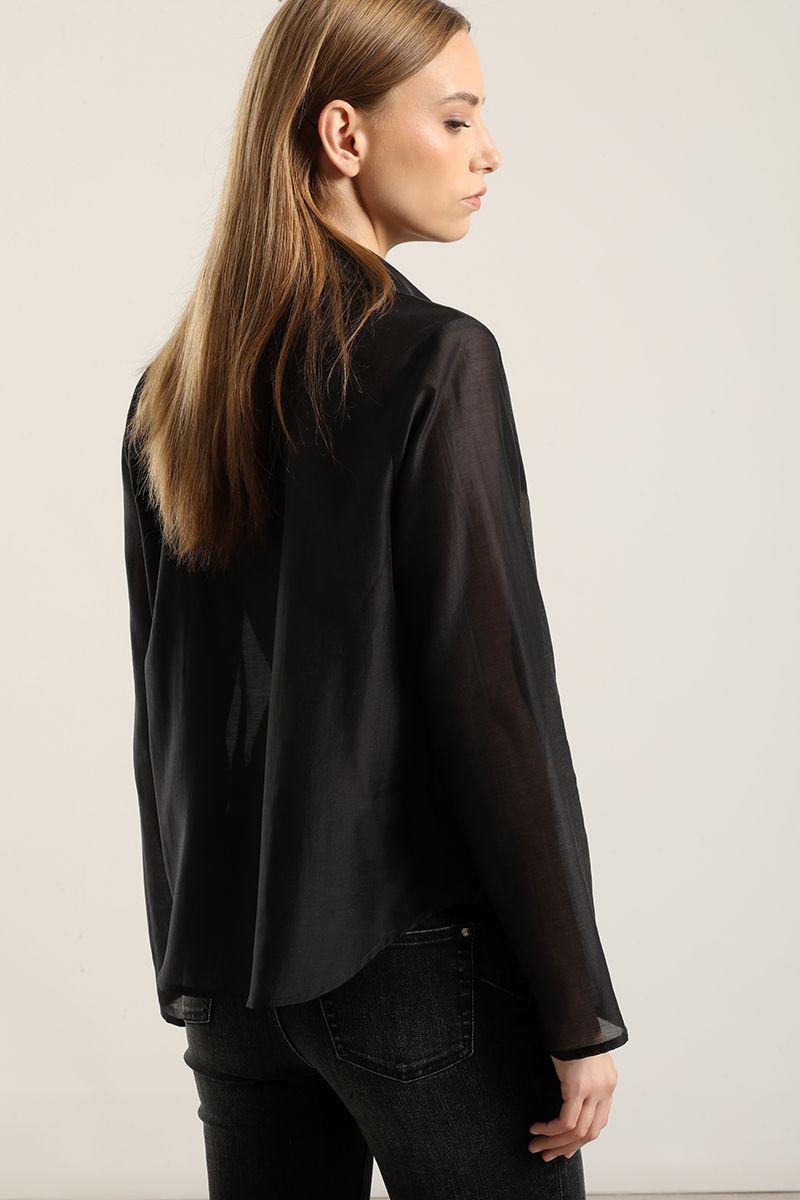 Blusa Alforza Con Lyocell, Negro Liola-2