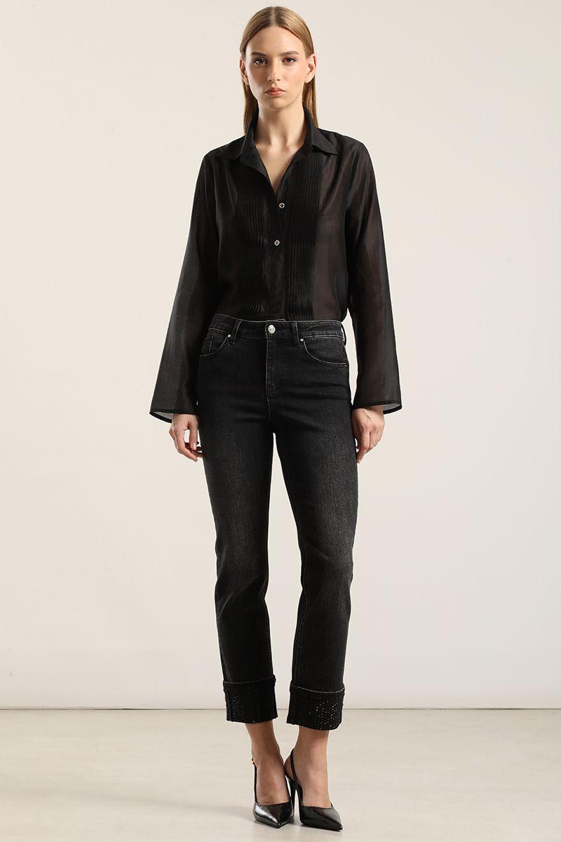 Blusa Alforza Con Lyocell, Negro Liola-3