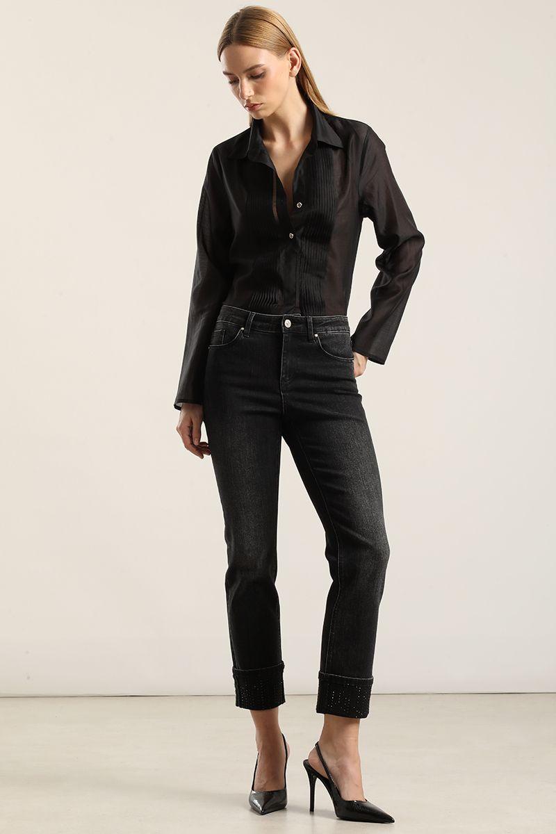 Blusa Alforza Con Lyocell, Negro Liola-4