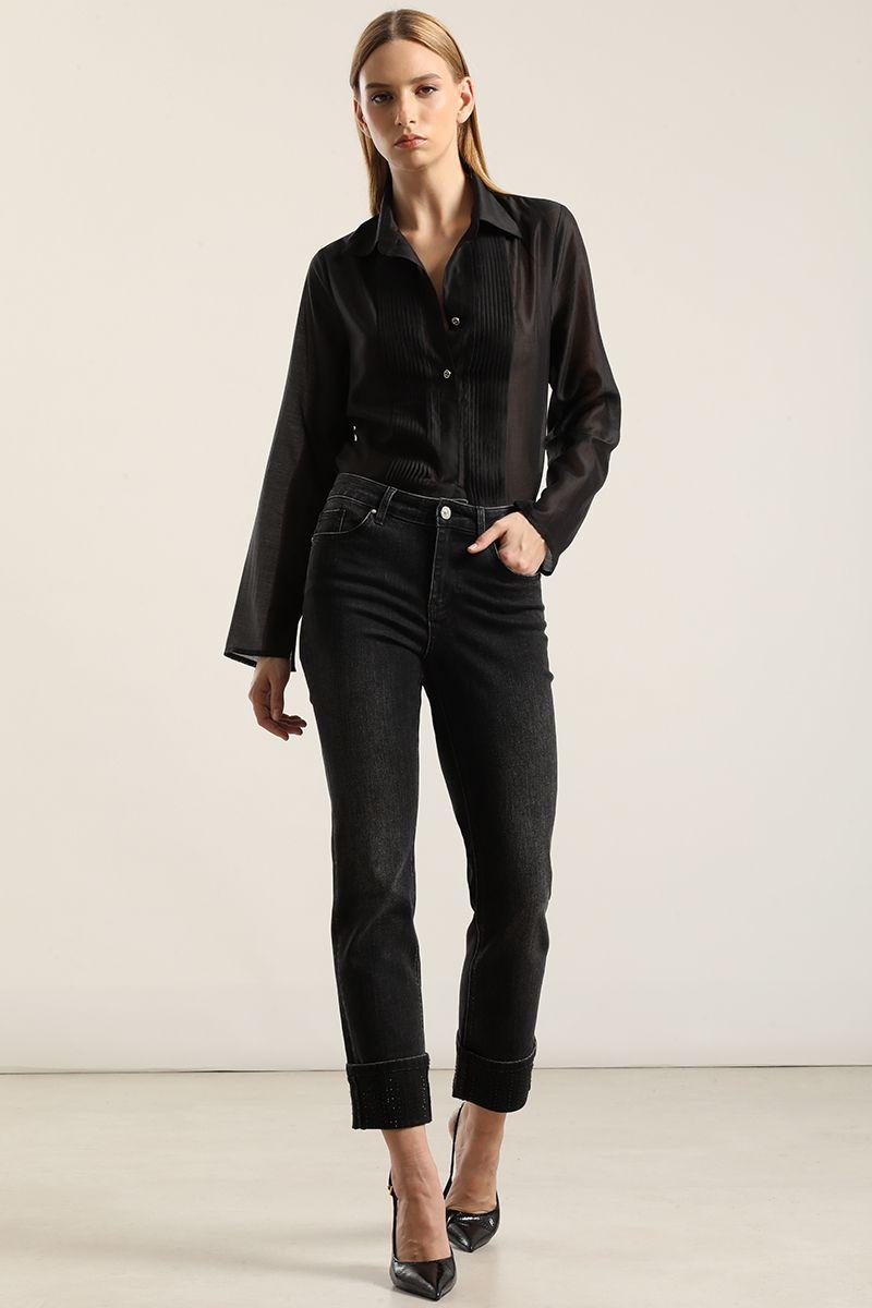 Blusa Alforza Con Lyocell, Negro Liola-5