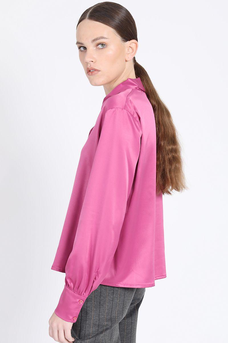 Blusa Con Lazo Satin Rosa Liola-4