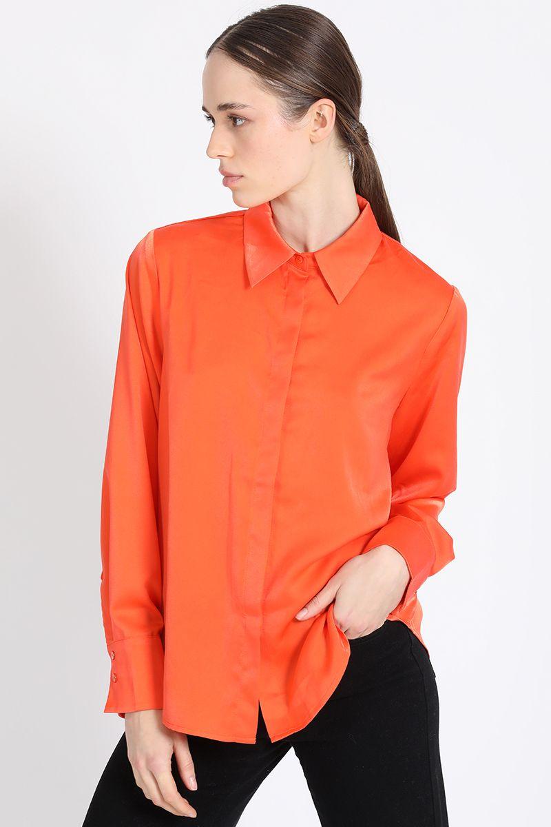 Blusa Basica Satin, Naranjo Liola-2