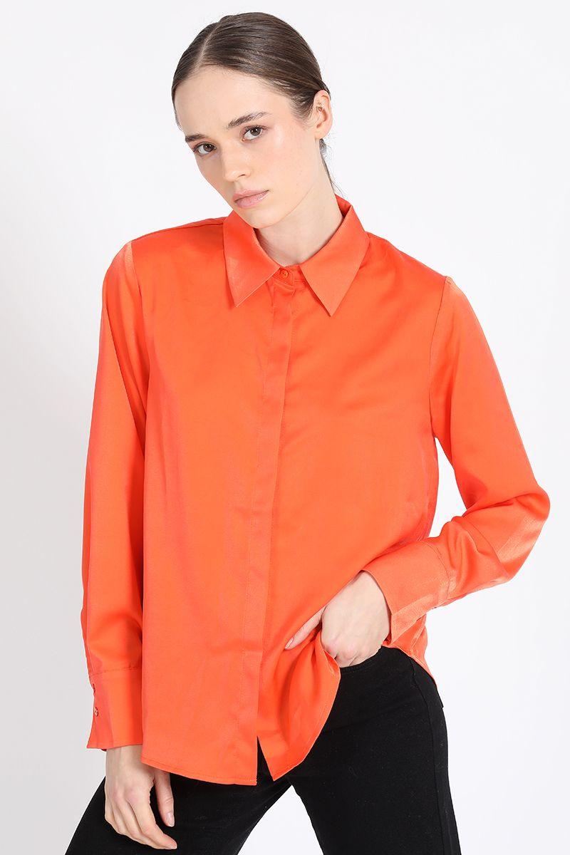 Blusa Basica Satin, Naranjo Liola-5